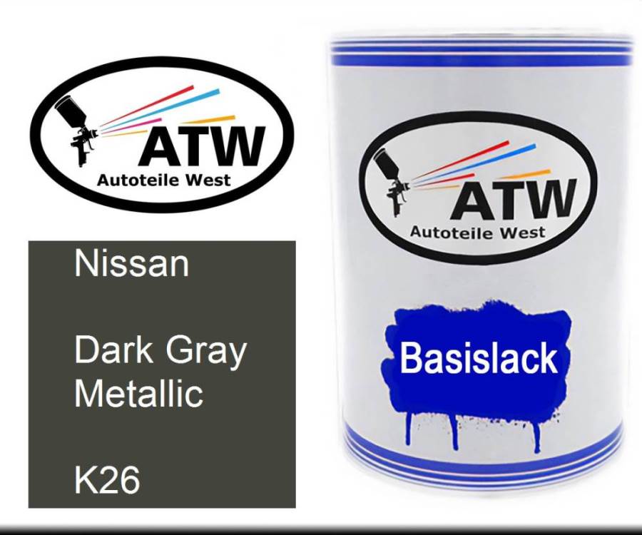 Nissan, Dark Gray Metallic, K26: 500ml Lackdose, von ATW Autoteile West.